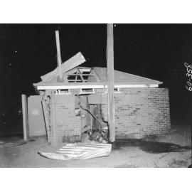 Bomb damage to public toilets at Gill Park, Pimlico, Townsville. 