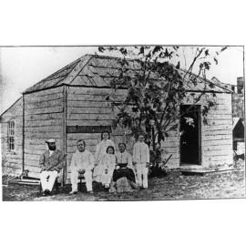 Early settler's family and home, Townsville, ca.1868 