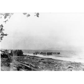 Cyclone damage to the Seaview Baths, Townsville, 1940 