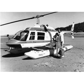 Helicopter on the beach at Nelly Bay, Magnetic Island. 