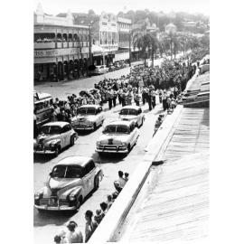 Anzac Day march, Flinders Street, Townsville City, Townsville, 25 April 1954