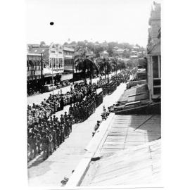 Anzac Day march, Flinders Street, Townsville City, Townsville, 25 April 1954