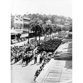 Anzac Day march, Flinders Street, Townsville City, Townsville, 25 April 1954