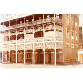 Fire damage to the front and side of Buchanan's Hotel, Townsville. 