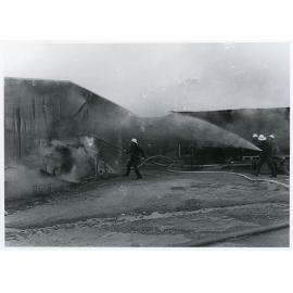 Fire at the Endeavour workshop, Landsborough Street, North Ward, Townsville, 27th May 1974