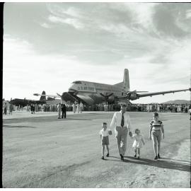 U.S.A.F. Globe Master, support aircraft for the mid air refuelling operation, Garbutt RAAF Base, Townsville, 19 May 1955