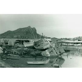Matt Taylor's boat building yard after Cyclone Althea, Townsville, 1971] 