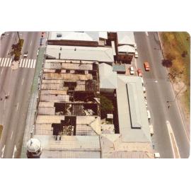 The Town Hall after the 1978 fire, aerial view. 