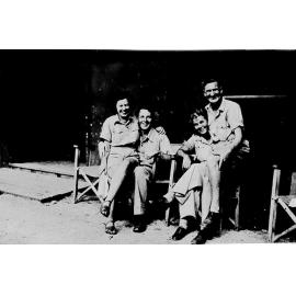 Mount Spec, No. 58 Radar Station during concert rehearsals with J. Stevenson (now J. Renew), J. Miller, H. Benson and C. Phillips at the outside recreation hut, 1944 