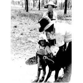 Bert, Nancy and Douglas Core, with calf, ca 1926 