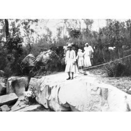 Mrs Patterson at quarry at Patterson's Gorge, ca 1931 