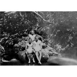 Hughy Gurr, with Mel and Mick, at Little Crystal Creek, ca 1940 