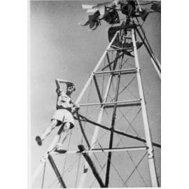 Man on a windmill, ca 1940 