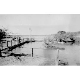 The crocodile enclosure at Mount St John Zoo, [1940s]