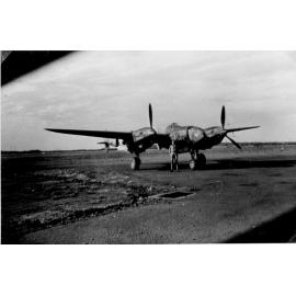 Aircraft, "Lockheed Lightning", on airstrip, ca 1940 