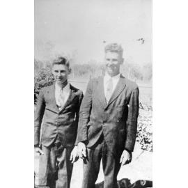 Eric Patterson and Dick Kelso with " Greenbower" lagoon in background, 1938 