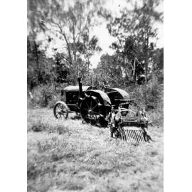 Ernie Kelso's old International tractor and spud digger, 1950 