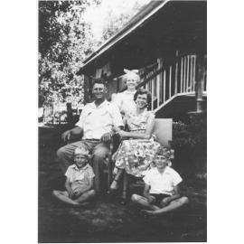 Dick and Dot Kelso with their children, Sylvia, Max and Owen, Laudham Park, 1957 