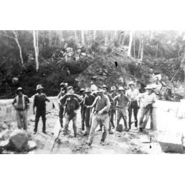 Mount Spec, workers at the Mount Spec Road bridge, ca 1930 