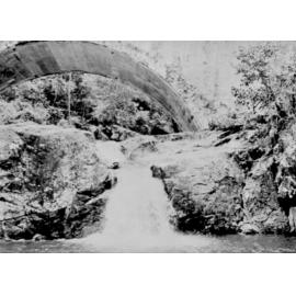 Mount Spec, cascading water under Crystal Creek Bridge, ca 1930 
