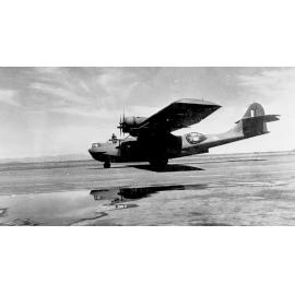 Catalina flying boat on airstrip, Garbutt, ca 1946 