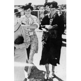 Jane Patterson and Ruth Kelso at Cluden Park race course, ca 1938 