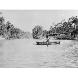 Ethel Kelso in rowboat, ca 1939 