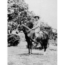 Doris Kelso riding horse, "Mystery", ca 1939 