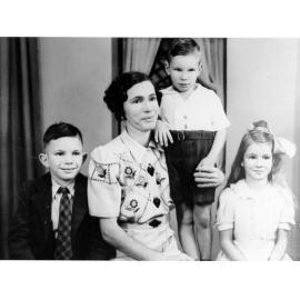 Aggie Batze with her children, Ray, Ruth and John, ca 1941 