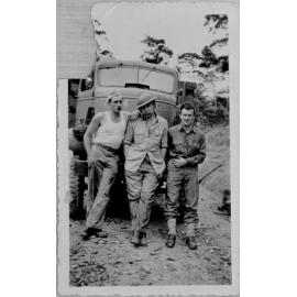 U.S. soldiers standing in front of "Blitz" Wagon, at Paluma, ca 1940 
