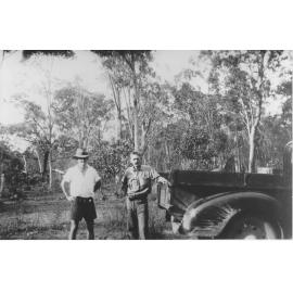 Jim Lynch and "Swanny" Swanson with truck in hidden valley, ca 1939. 