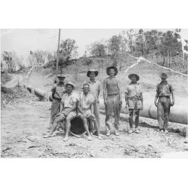 Workers on the Mount Spec water pipeline, ca 1954 