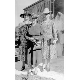 Anne Kelso, Mrs Cronin, Kate Patterson and Jane Kelso, preparing for Jane's wedding to Felton Collins, at Cronin family home, Townsville, ca 1944 