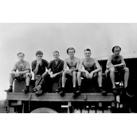 Doug Johns, Blue Caulfield, Max Thomas, Ray Heyer, George Quist and Jack Danielson, Garbutt Townsville, ca 1940 