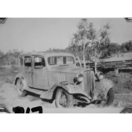Jack Webster's old car, at Reid River, 1944 