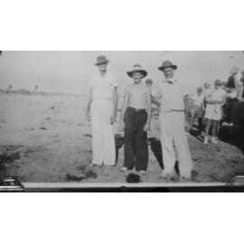 Les Field, Frank Neville and Cecil Field, cricket at Woodstock, 1946 