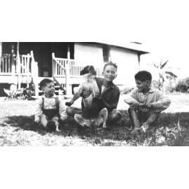 Townsville, Bill, Jim and Jack Beck with their dog Cassim, ca 1931 