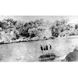 Magnetic Island, four swimmers at Alma Bay, 1956 