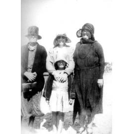 Townsville, Nellie Walsh at school picnic with her mother, daughter and Mrs Kirwan, 2nd August 1931 