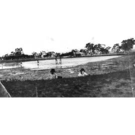 Townsville, Joe and Redmond Kirwan by the Ross River Meatworks, 1917 
