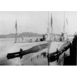 Townsville, The Submarines "Oxley" and "Otway" alongside the Jetty Wharf ca. 1920 
