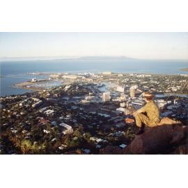 A soldier takes in the view from Castle Hill to the Port, Townsville, 1991