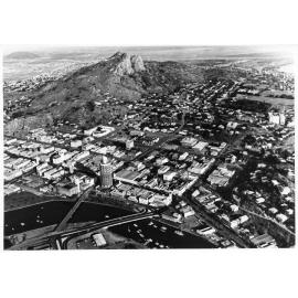 Aerial view of the city and Castle Hill, Townsville, 1976 