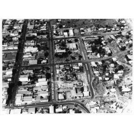 Aerial view of the Townsville city area with law courts under construction, 1972 