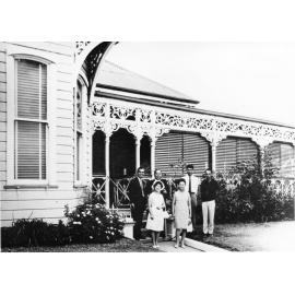 The Japanese Consul, with his family and staff, outside the former Japanese Consulate at 11 Victoria Street, Stanton Hill, c.1970