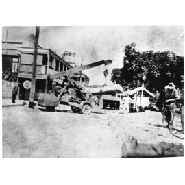 Demolition of an air raid shelter in Blackwood Street, c.1945 