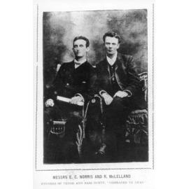Messrs E.C. Norris and R. McLelland, winners of the tenor and bass duet at the 1908 Eisteddfod with 'Comrade to arms'. 