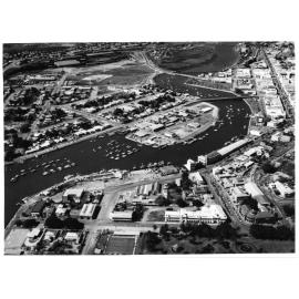 Aerial view of Ross Creek and the swing basin, Townsville, 1970 