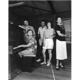 Cast of the New Moon Theatre Company in rehearsal for Summer of the Seventeenth Doll, Townsville. 