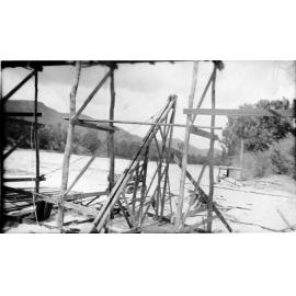 Rig for driving pipe piles, Aplin's weir, Townsville, October 1943